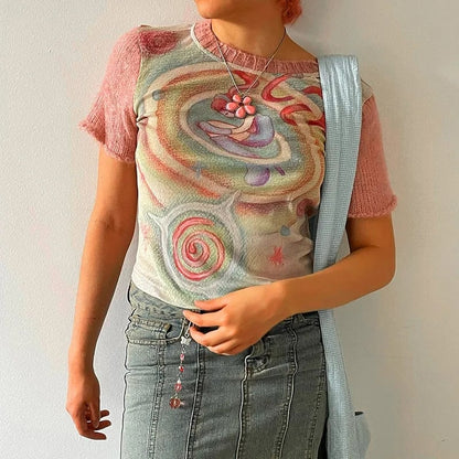 Colorful Y2K Short Sleeve T-shirt