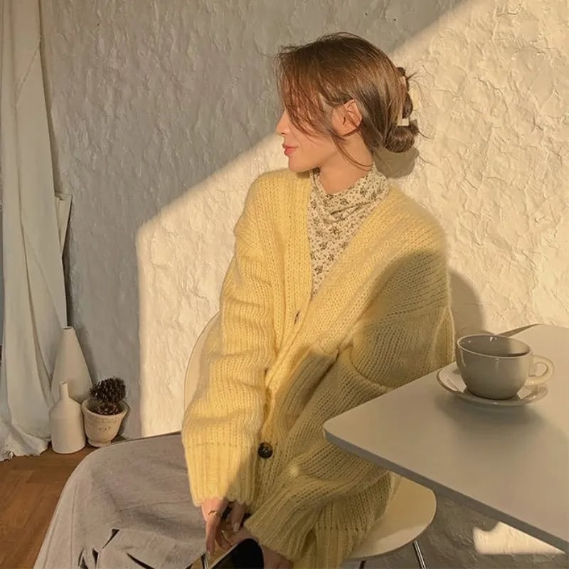 Yellow Loose Cardigan