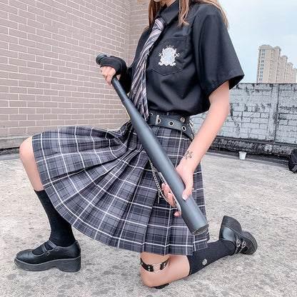 Purple Black Pleated Plaid Skirt Mini High Waisted School Girl Cosplay Sailor E-Girl Kawaii Korean Japanese Harajuku Streetwear