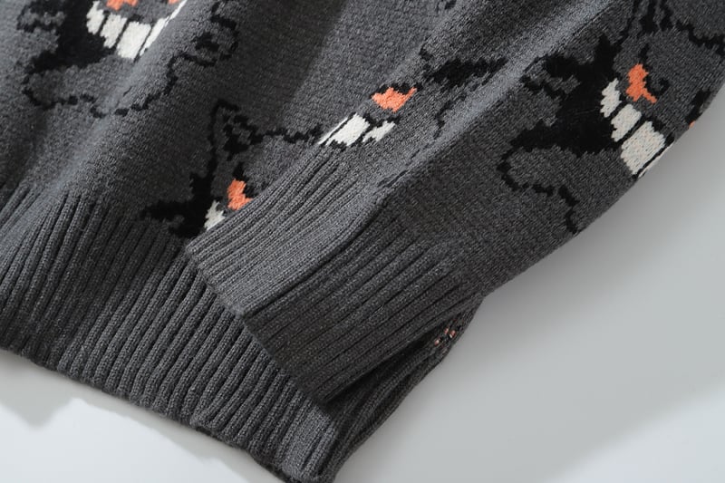Genger Anime Cartoon Knit Loose Sweater Sweatshirt Long Sleeve Pullover Jumper Winter Goth Punk E-Girl Kawaii Korean Japanese Harajuku Streetwear