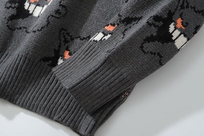 Genger Anime Cartoon Knit Loose Sweater Sweatshirt Long Sleeve Pullover Jumper Winter Goth Punk E-Girl Kawaii Korean Japanese Harajuku Streetwear