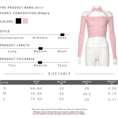 Cute Pink Strapless Ruffle Crop Top Causal Slim Long Sleeve Shirt T-shirt Top Tee E-Girl Kawaii Korean Japanese Harajuku Streetwear