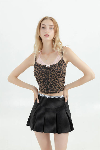Leopard Pink Lace Trim Camisole