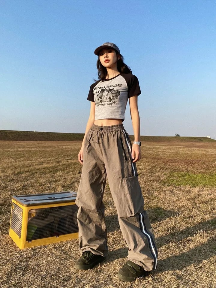 Cat Print Crop Short Sleeve T-shirt