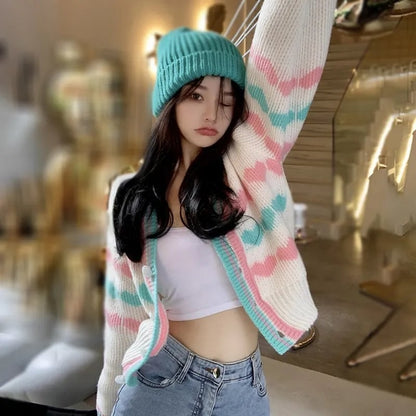 Heart Knit Cardigan Sweater