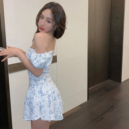 Floral Square Neck Puff Sleeve Dress