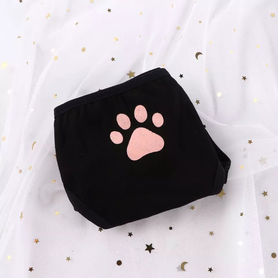 Cute Cat Claw Paw Print Anime Girl Low Waist Cotton Strap Underwear Lingerie Panties Aesthetic Casual Summer E-Girl Kawaii Korean Japanese Harajuku