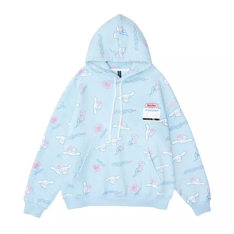 Cute Cinnamon Roll Anime Cartoon Print Long Sleeve Hoodie Sweatshirt Aesthetic Casual E-Girl Kawaii Korean Japanese Harajuku