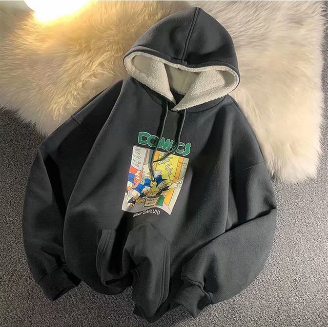 Cute Comic Cartoon 90s Vintage Retro Oversized Loose Hoodie Sweatshirt Pullover Sweater Casual E-Girl Kawaii Korean Japanese Harajuku Streetwear