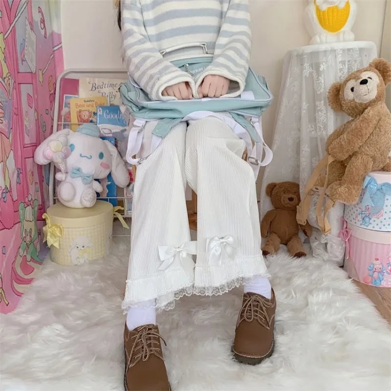 Sweet Bow Lacee Wide Leg High Waist Corduroy Trousers