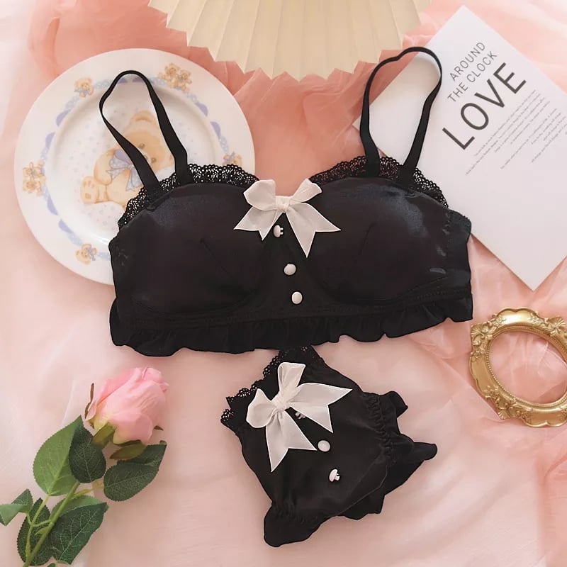 Japanese Maid Bow Bra + Panties Lingerie