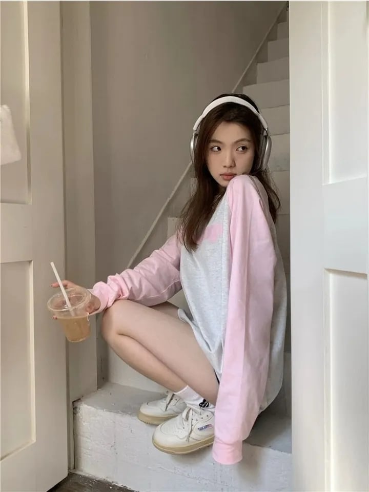 Pink Patchwork Long Sleeve Shirt