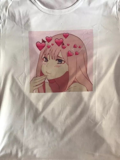 Cute Anime Girl Print Cartoon Graphic Casual Short Sleeve Shirt Tee T-shirt E-Girl Kawaii Korean Japanese Harajuku Chinese Retro Streetwear Aesthetic