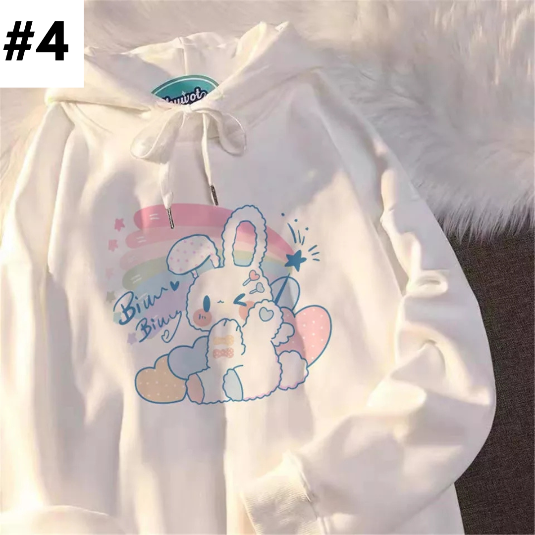 Japanese Anime Dog Print Oversized Hoodie