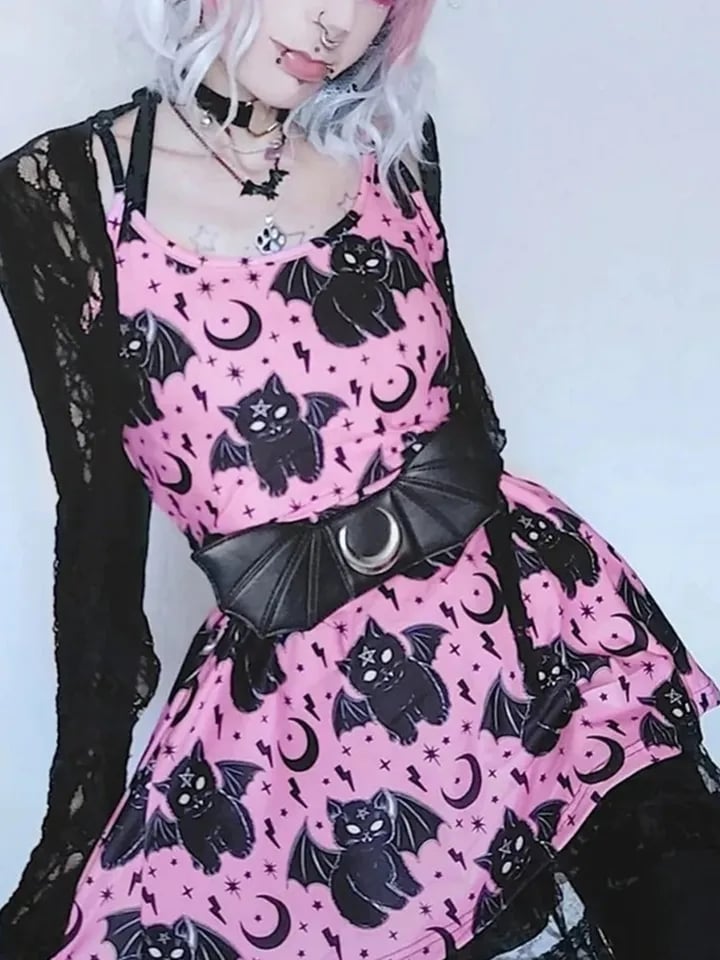 Pink Cat Bat Sling Dress