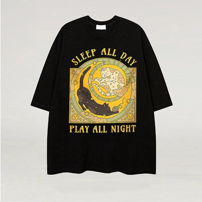 Cat Tarrot Card Print Short Sleeve T-shirt