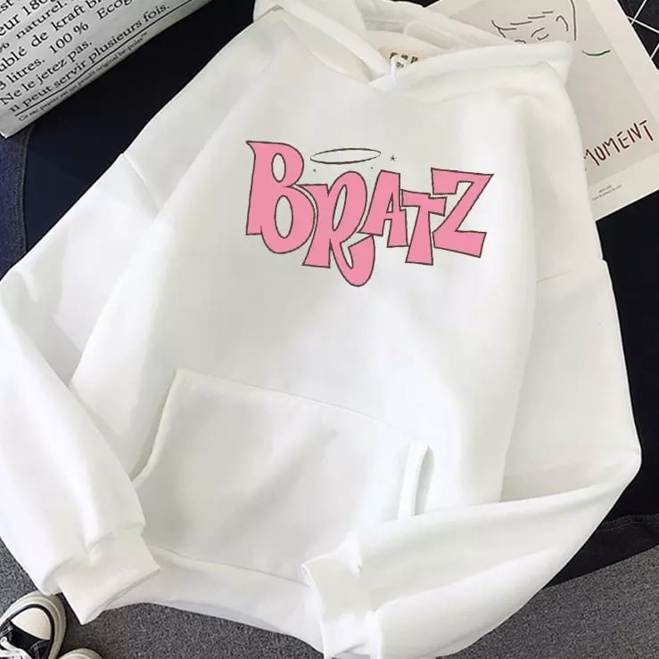 Letter Print Doll Loose Oversized Hoodie Long Sleeve Sweatshirt Sweater Pullover Jumper E-Girl Kawaii Korean Japanese Harajuku Streetwear