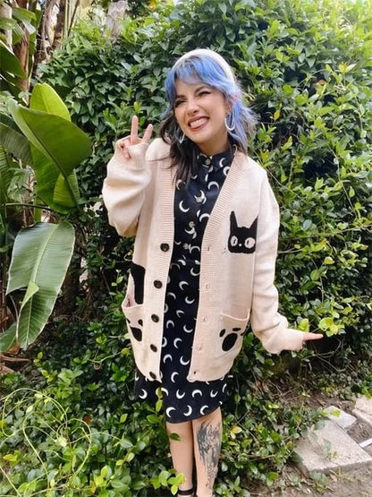 Cat Graphic Print Sweater