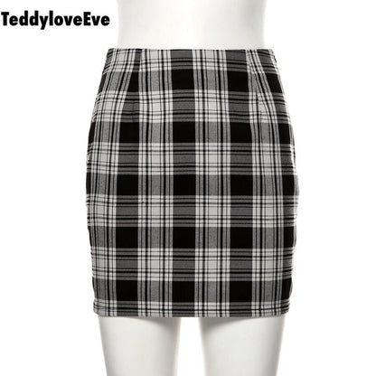 Cute Vintage Plaid Checkered High Waisted Mini Skirt E-Girl Kawaii Korean Japanese Harajuku Chinese Retro Streetwear Aesthetic