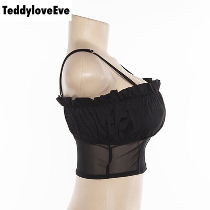 Cute Sexy See Through Mesh Crop Top Camisole Tank Shirt Tee T-shirt E-Girl Kawaii Korean Japanese Harajuku Chinese Retro Streetwear Aesthetic
