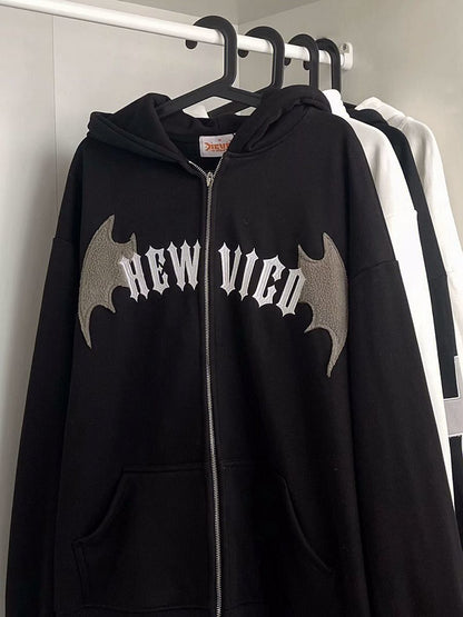Demon Horn Oversized Zipper Hoodie
