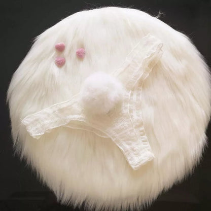 Sexy Cute Bunny Rabbit Pompom Tail Transparent Underwear Panties Lingerie Thong Aesthetic Casual Summer E-Girl Kawaii Korean Japanese Harajuku