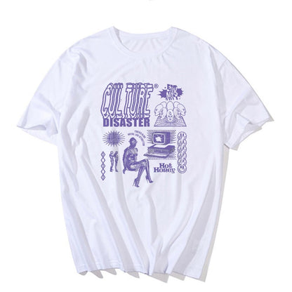 Retro Vintage Graffiti Print Short Sleeve Shirt T-shirt Top Hiphop Goth Punk Summer Casual E-Girl Kawaii Korean Japanese Harajuku Streetwear
