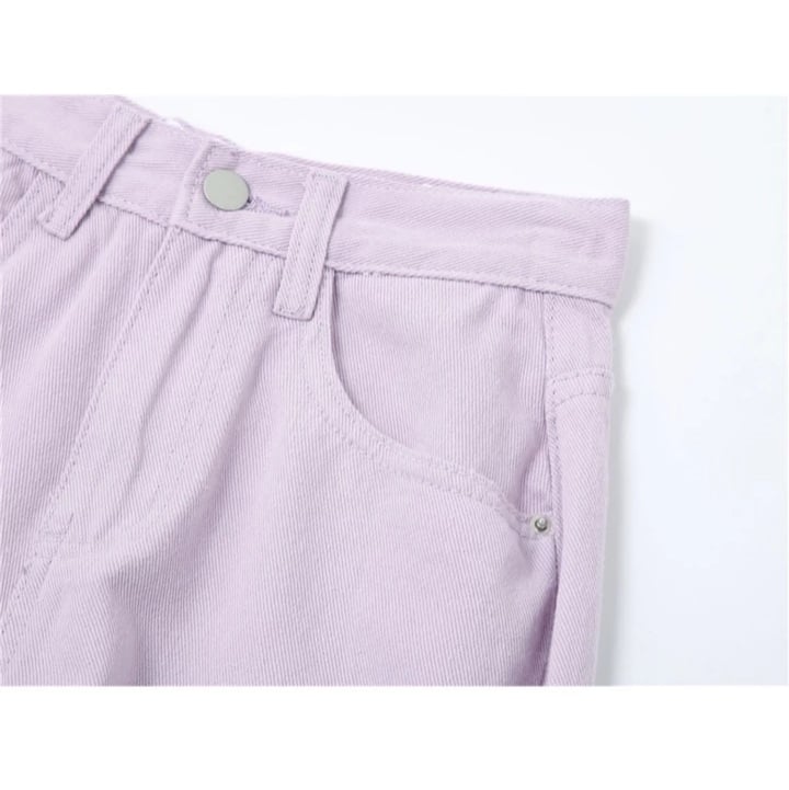 Cute Vintage Purple Baggy Loose Straight High Waisted Pants Wide Leg Denim Trousers Aesthetic Casual Summer E-Girl Kawaii Korean Japanese Harajuku