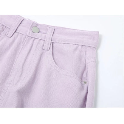 Cute Vintage Purple Baggy Loose Straight High Waisted Pants Wide Leg Denim Trousers Aesthetic Casual Summer E-Girl Kawaii Korean Japanese Harajuku