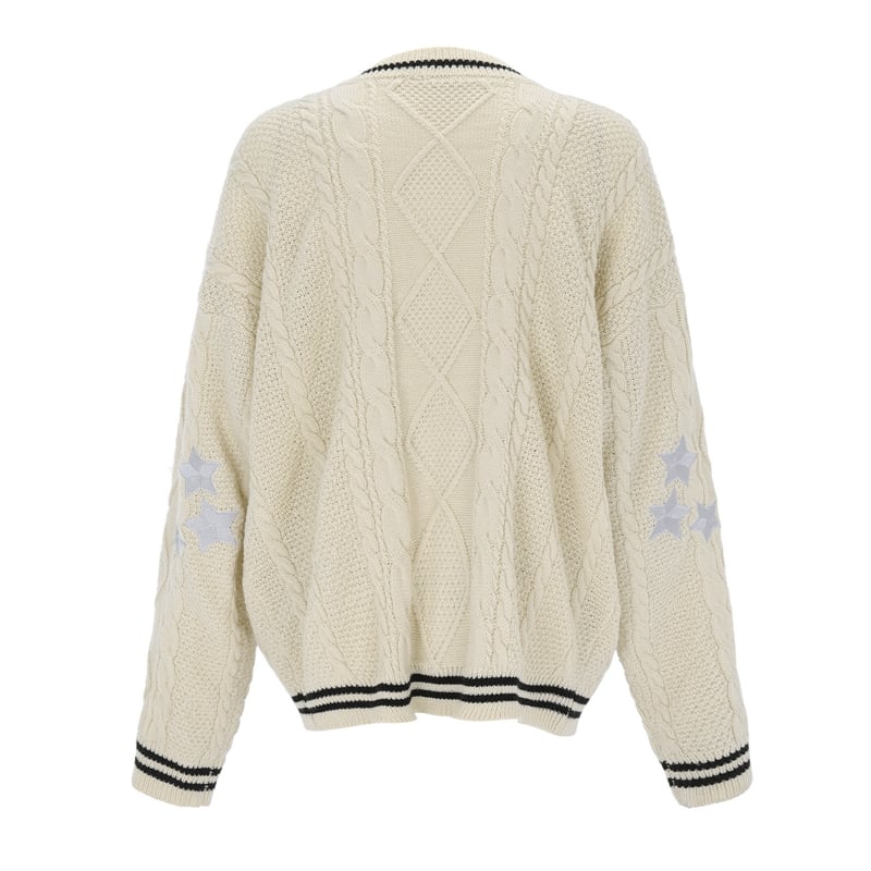Preppy Star Print V Neck Sweater