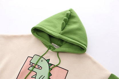 Cute 3D Funny Dinosaur Cartoon Hoodie With Horns Sweatshirt Sweater Long Sleeve Pullover Cosplay E-Girl Kawaii Korean Japanese Harajuku Streetwear