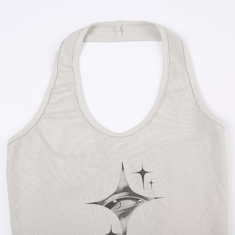 Eye Star Print Halter Top