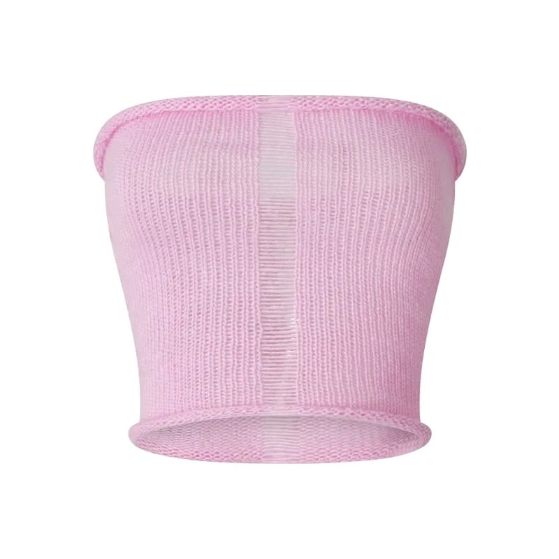 Pink Crochet Hollow Out Tube Top
