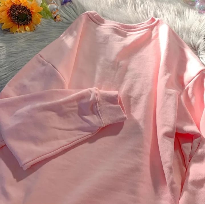 Sweet Pastel Print Oversized Crewneck Sweatshirt Long Sleeve Shirt Aesthetic Casual Summer E-Girl Kawaii Korean Japanese Harajuku