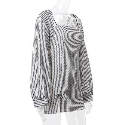 2PCS Vertical Stripe Slip Dress + Jacket