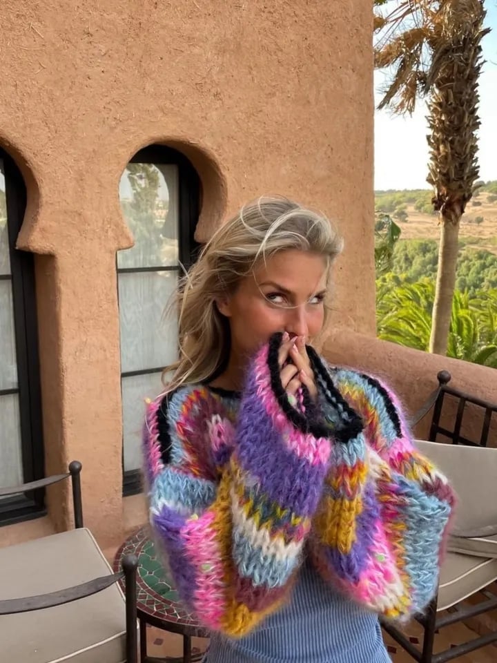 Colorful Striped Smock Sweater