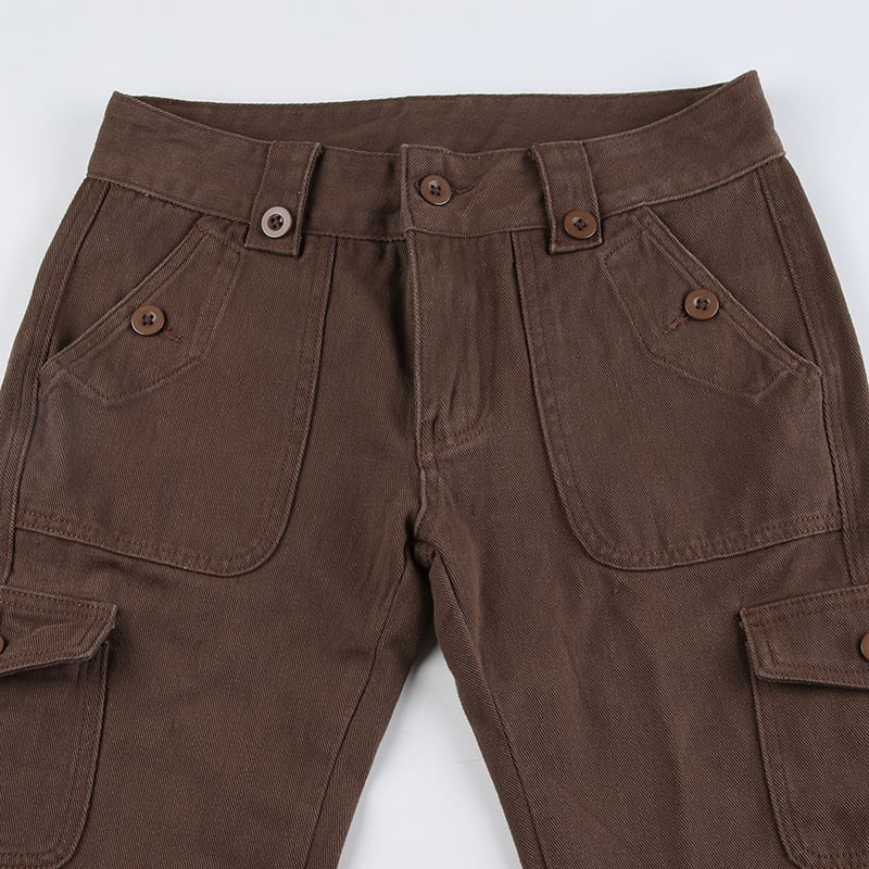Brown Flare Boot Cut High Waist Trousers
