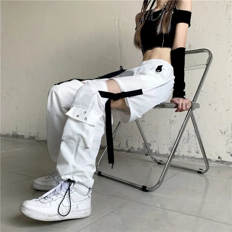 White Ribbon Punk Cargo Pants