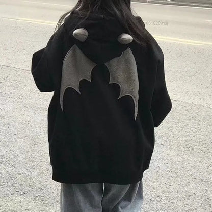 Demon Horn Oversized Zipper Hoodie