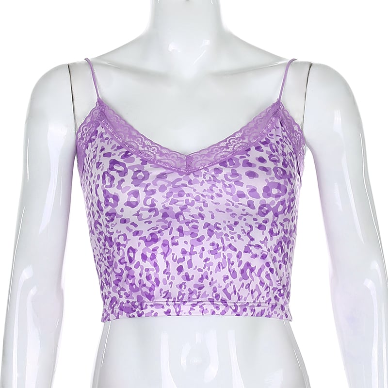 Cute Sexy Pink Patchwork Lace Leopard Party Club Crop Top Shirt Tee T-shirt E-Girl Kawaii Korean Japanese Harajuku Chinese Retro Streetwear Aesthetic
