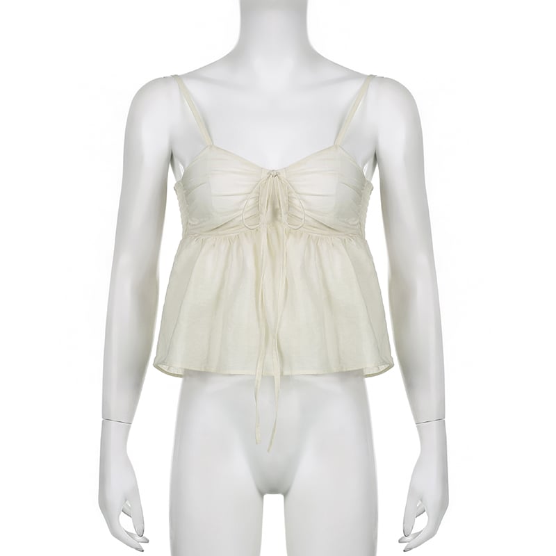 Yellow Double Layer Lace Up Top