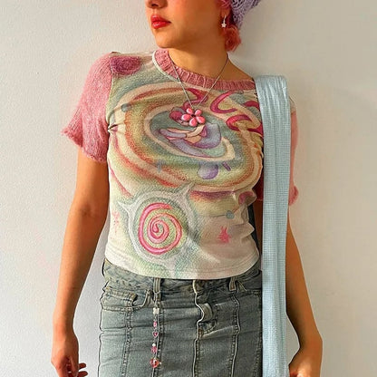 Colorful Y2K Short Sleeve T-shirt
