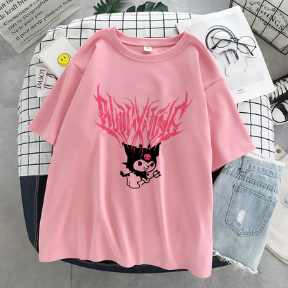 Japanese Anime Cartoon Print Loose Short Sleeve T-shirt