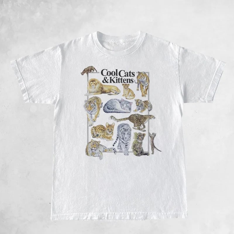 Cool Cat Print Short Sleeve T-shirt