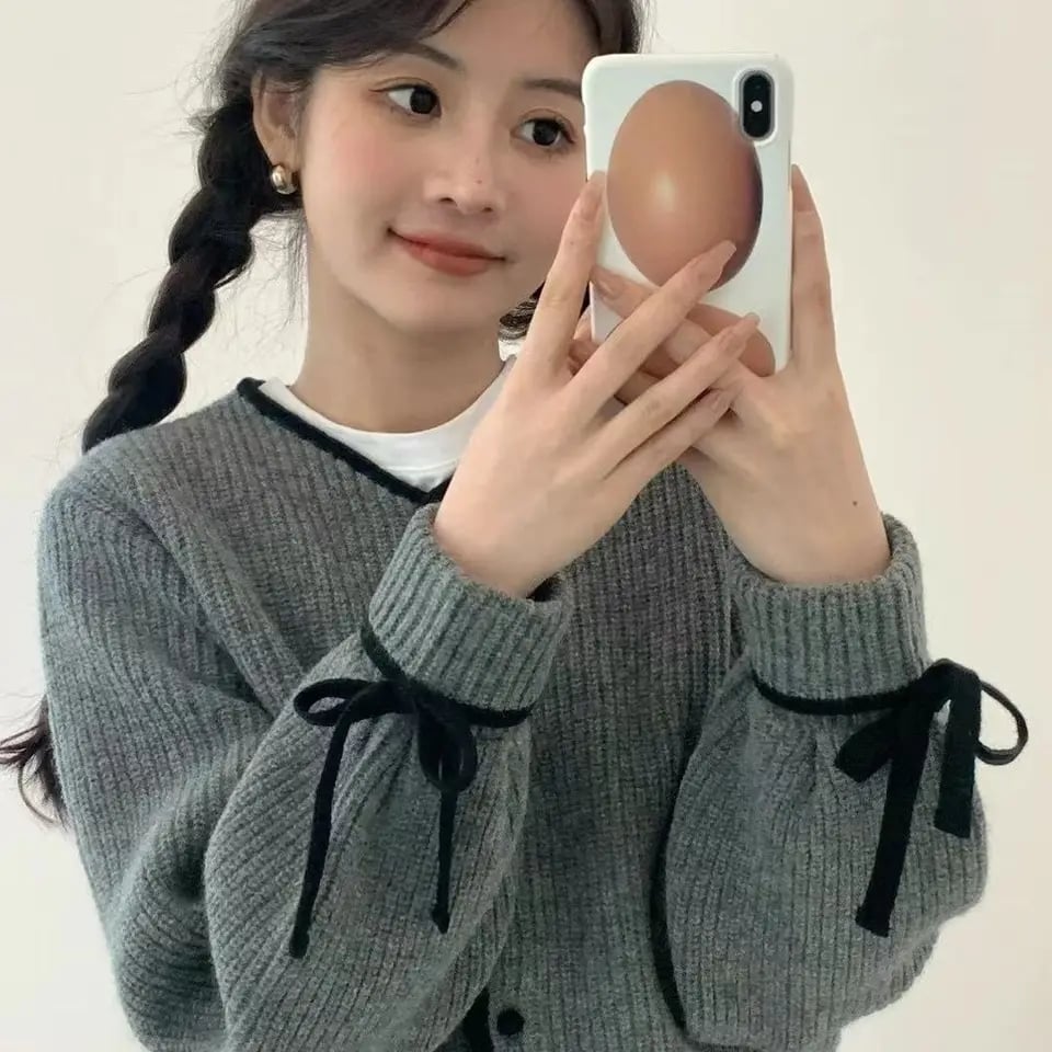 Grey Bow Sweater