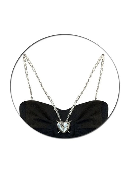 Black Heart Chain Strap Crop Top