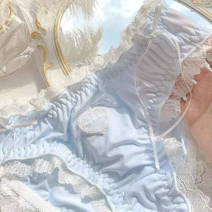 Love Heart Lace Cotton Panties