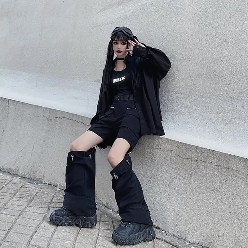 Black Cut Out Oversized Pocket Cargo Pants