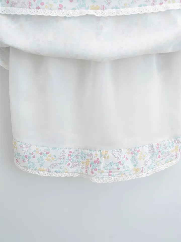 Floral Print Lace Trim Sling Dress