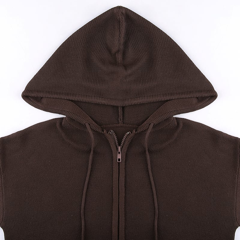 Brown Knit Long Sleeve Jacket